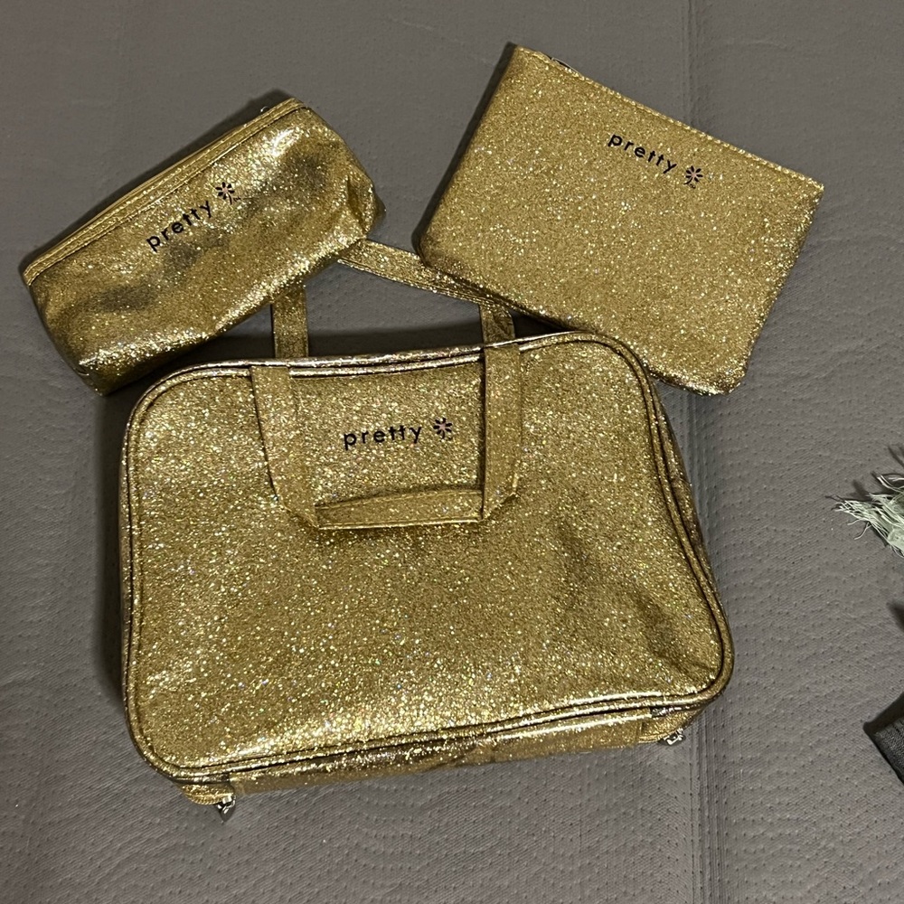 Adorable ePretty Gold Glitter Women Bags Set